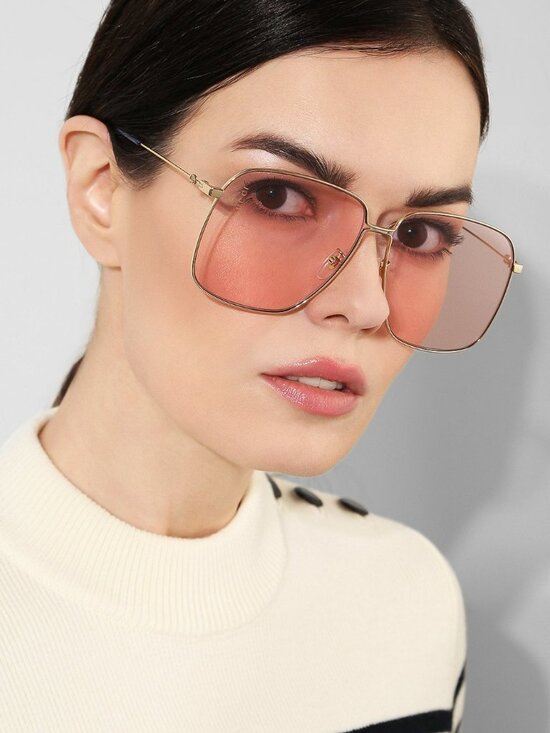 Gucci Women’s Sunglasses | Gold Oversized Square Frame Pink | GG0394S 004